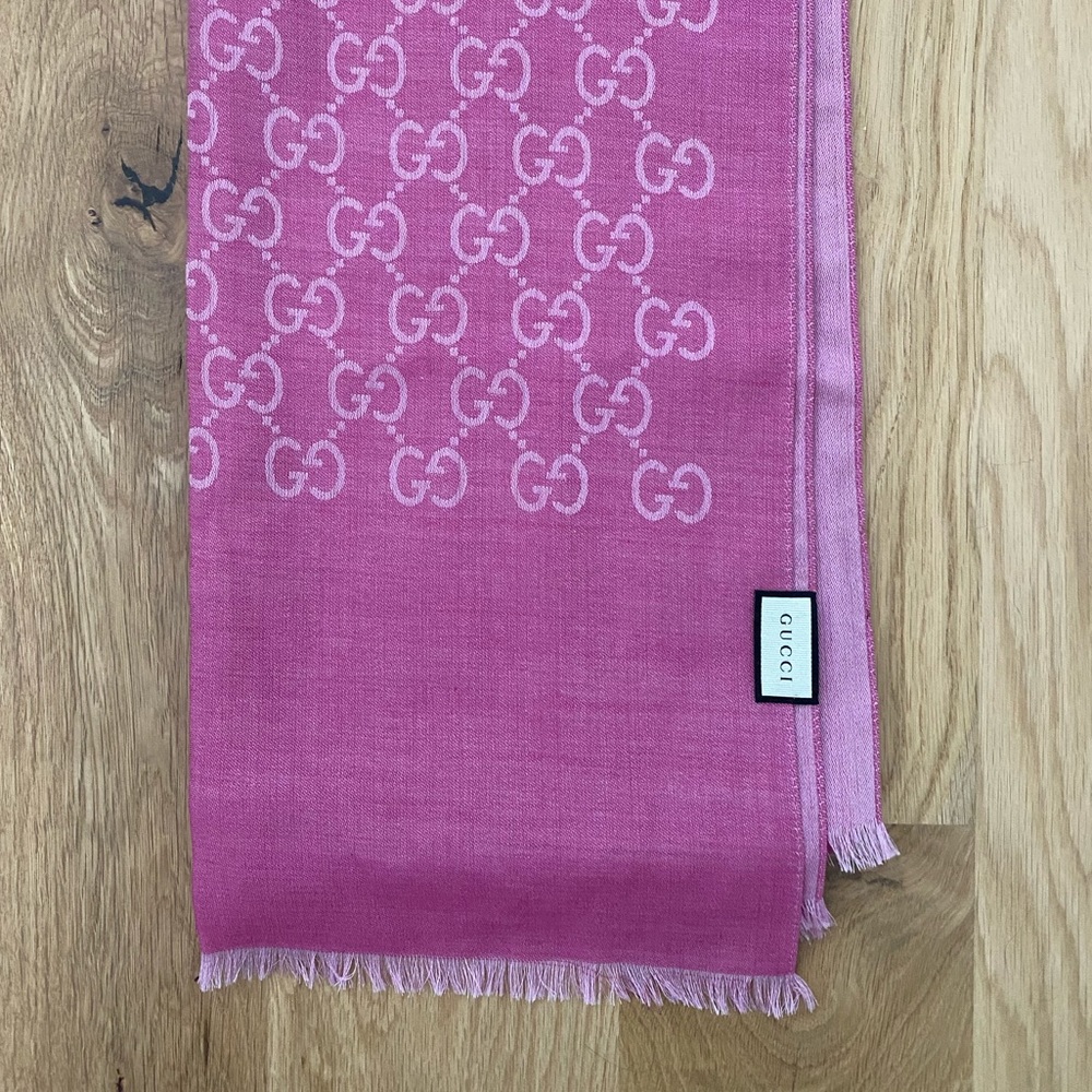 Gucci Monogrammed Silk Blend Scarf